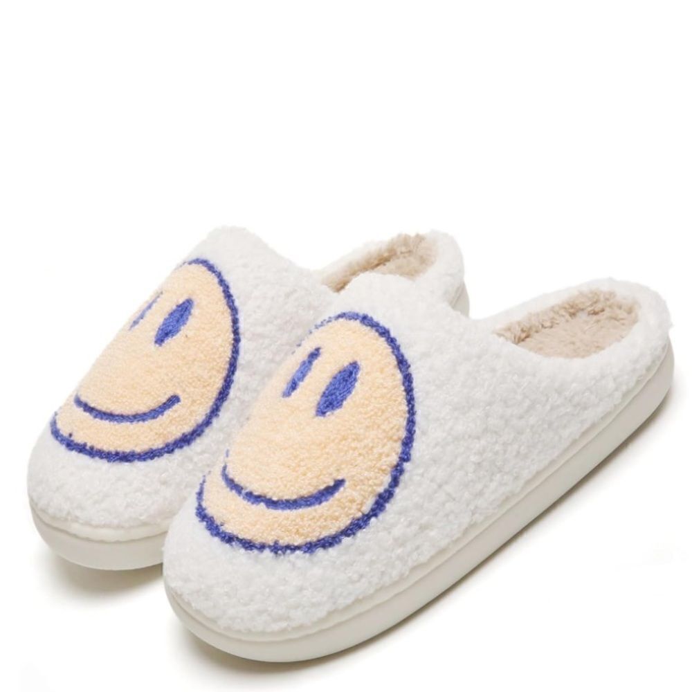 Fuzzy Smiley Slippers